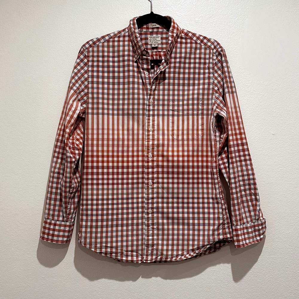 Mens J. Crew Secret Wash Shirting Slim Stretch Button Down Size Medium